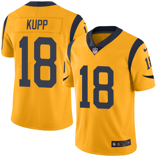 Nike Rams #18 Cooper Kupp Gold Men's Stitched NFL Limited Rush Jersey - Click Image to Close
